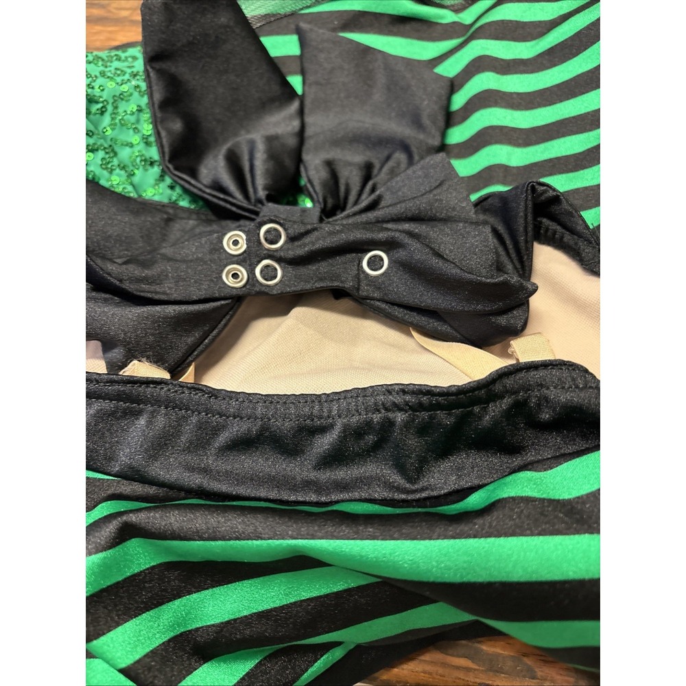 Weissman Green And‎ Black Sequins Halter Top Dance Costume  Medium Child - Picture 6 of 16